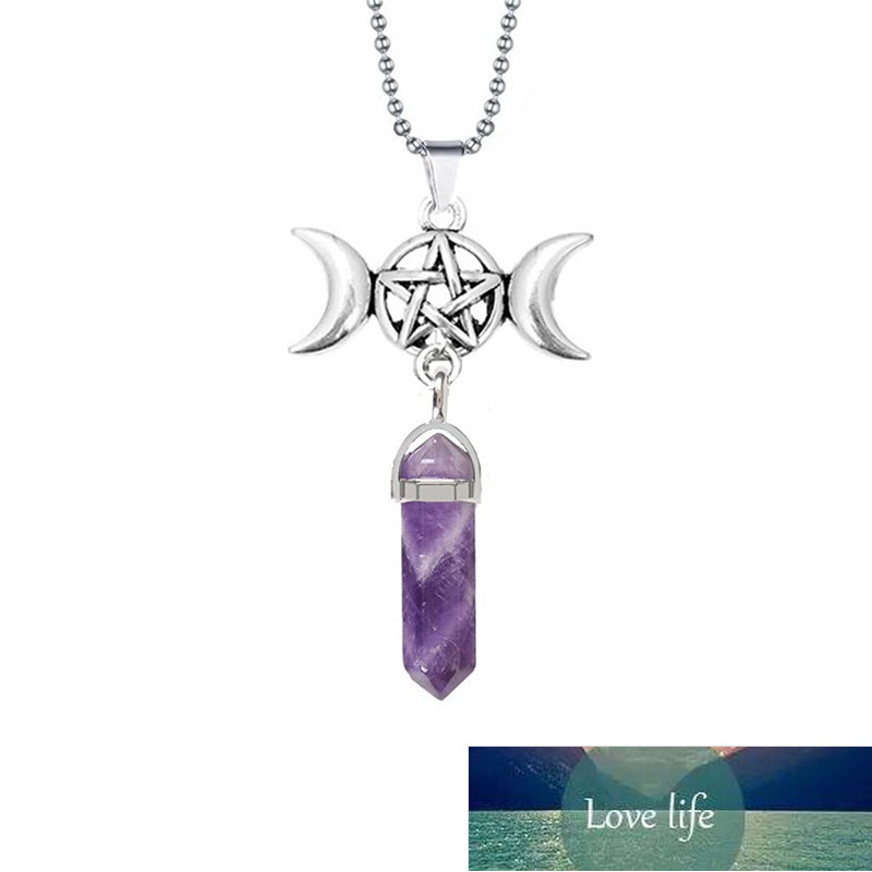 Triple Moon Goddess Quartz Hexagonal Pointed Pendant Necklace Reiki Chakra Pentagram Divination Wicca Amulet Protection Necklace Factory pri, Silver
Triple Moon Goddess Quartz Hexagonal Pointed Pendant Necklace Reiki Chakra Pentagram Divination Wicca Amulet Protection Necklace Factory pri, Silver