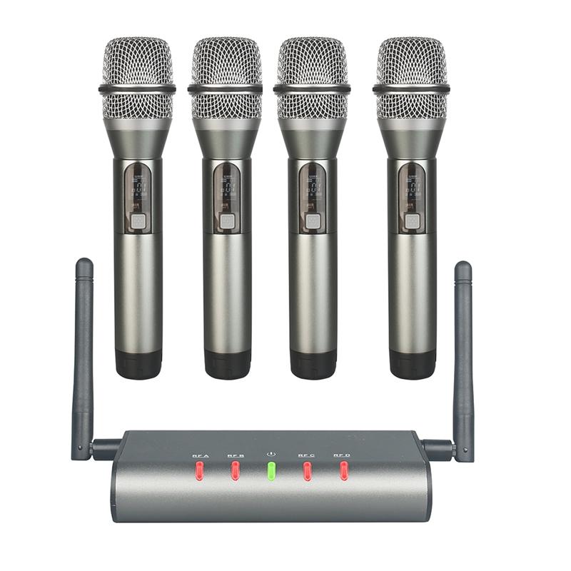 4-Channel Wireless Microphone System Quad UHF Mic 4 Handheld Mics Long Distance Fixed Frequency Microphones
4-Channel Wireless Microphone System Quad UHF Mic 4 Handheld Mics Long Distance Fixed Frequency Microphones