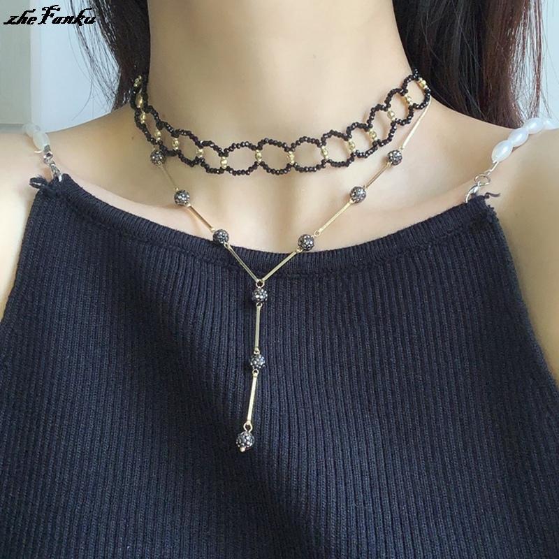Pendant Necklaces Unique Design Black Color Double Layer Hollow Laser Crystal Ball Chokers Necklace Luxury Long Tassel Jewelry, Silver
Pendant Necklaces Unique Design Black Color Double Layer Hollow Laser Crystal Ball Chokers Necklace Luxury Long Tassel Jewelry, Silver