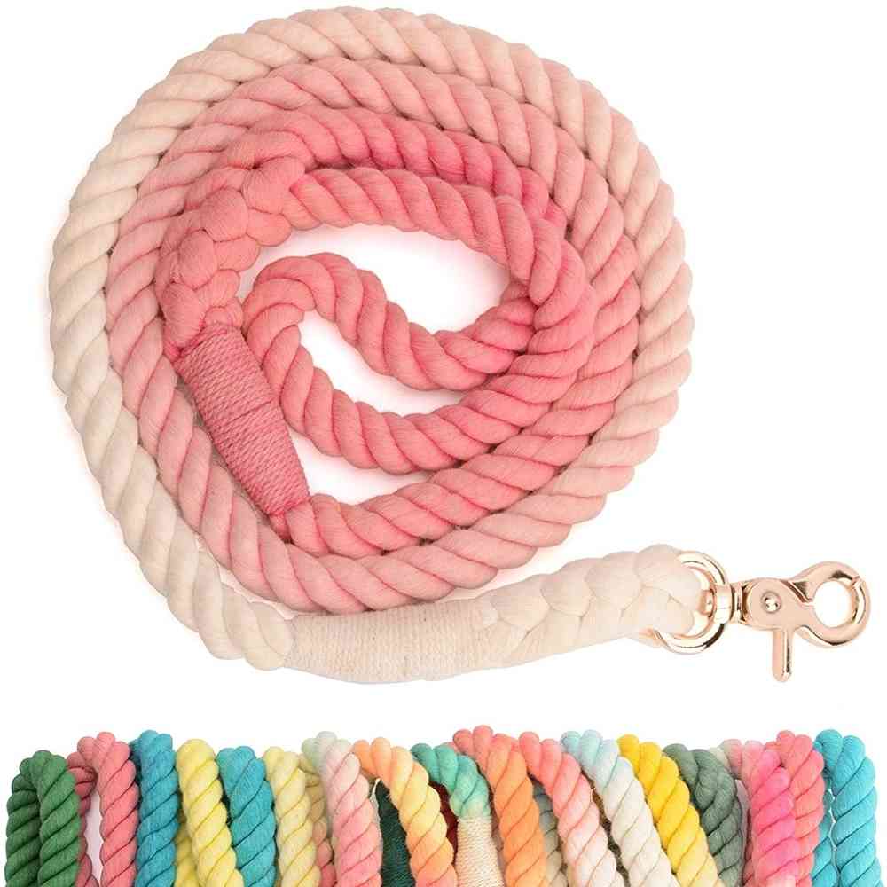 Dog Leash Round Cotton Collar Dogs Leads Rope Rainbow Color Pet Long Leashes Belt Outdoor Dog Puppy Walking Training Leashes 5FT