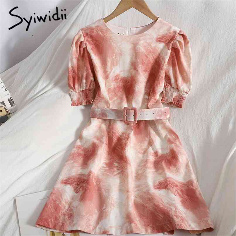 Womens Dresses High Waist Back Zipper O-Neck Folds Puff Sleeve A-Line Sashes Pink Summer Korean Fashion Clothing 210607, Gray
Womens Dresses High Waist Back Zipper O-Neck Folds Puff Sleeve A-Line Sashes Pink Summer Korean Fashion Clothing 210607, Gray