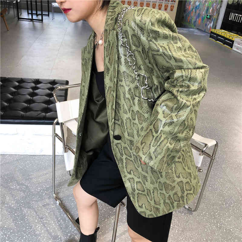 Fashion Spring Women Blazers And Jackets Work Office Lady Suit Slim Business Snake Pattern Coat Female ZA5822 210427