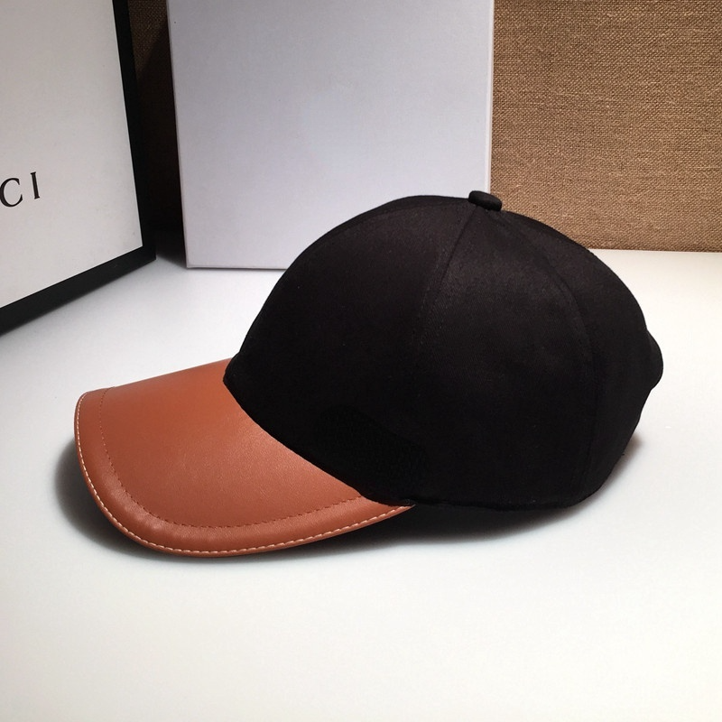 Fashion Design Pu Leather Brim H Baseball Cap Personality Hat Female Luxury Cap