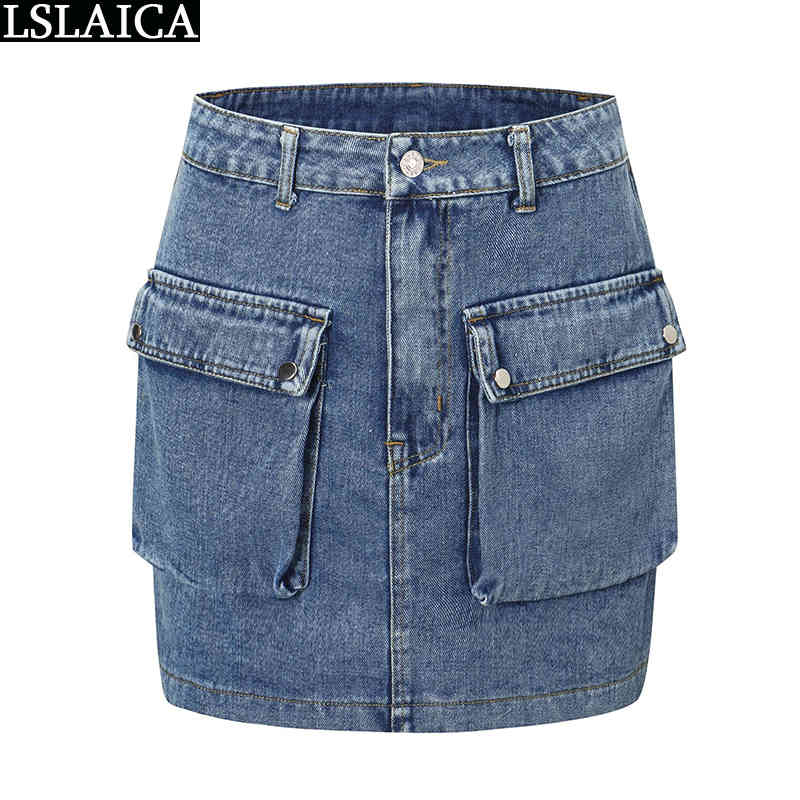 Fashion women skirt denim fabric mini high waist casual elegant skirts s wild streetwear simple for 210520