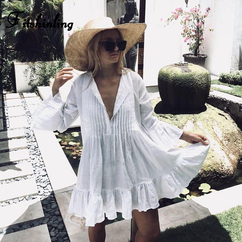 Fitshinling Pleated Autumn Beach Dress Female 2021 Bohemian Flare Sleeve Pareos Sexy Hot Ruffles White Short Dresses For Women
Fitshinling Pleated Autumn Beach Dress Female 2021 Bohemian Flare Sleeve Pareos Sexy Hot Ruffles White Short Dresses For Women