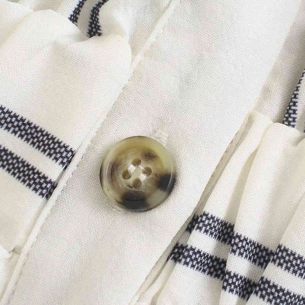 BBWM Summer Women Jumpsuits Fashion Short Sleeve Stripe V-Neck Female Casual Jumpsuits Chic Elastic Waist Women 210520