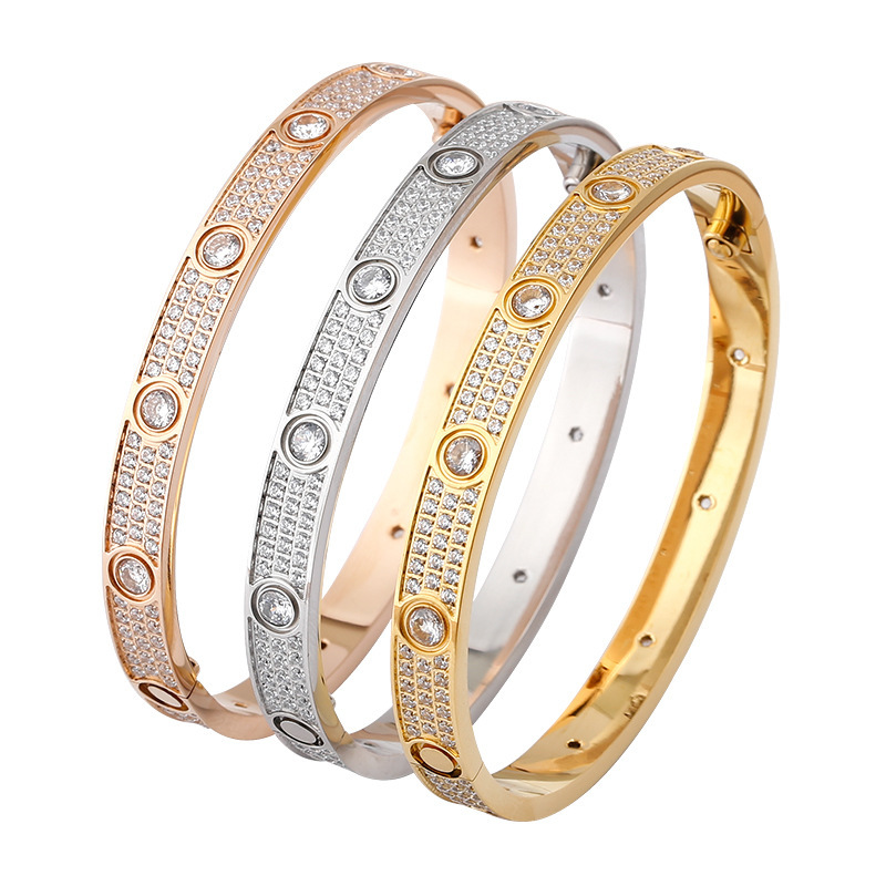 Popular Brand Products Screw Luxury Women Men Zircon Inlaid Gold Classic Style Couple Bracelets Fashion Party
Popular Brand Products Screw Luxury Women Men Zircon Inlaid Gold Classic Style Couple Bracelets Fashion Party