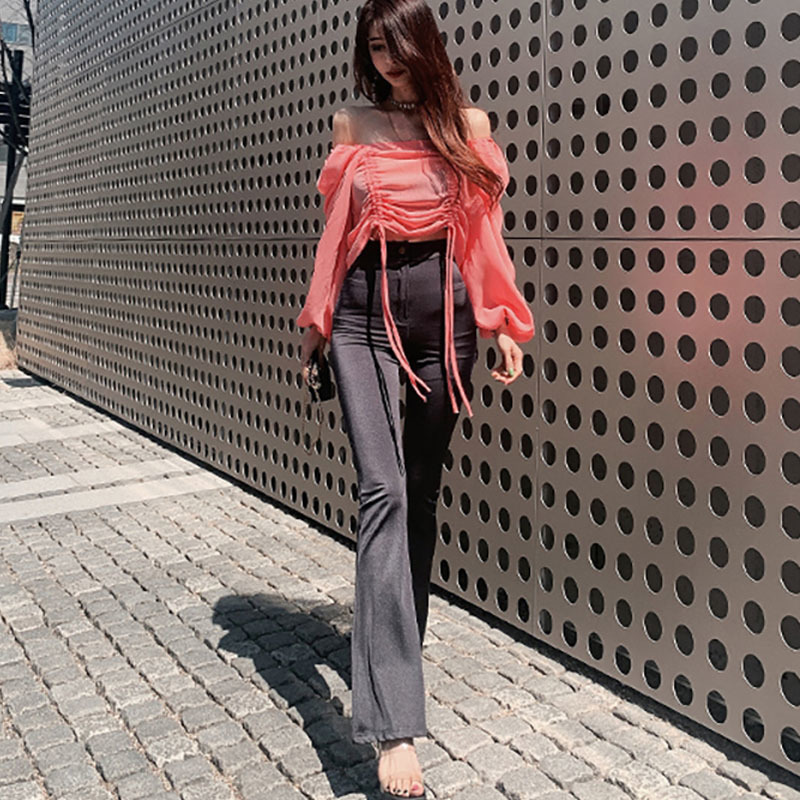 Spring Horn Pants Tight Casual High-waisted Women's Trousers Nylon Long Female Ropa De Mujer 12809 210427