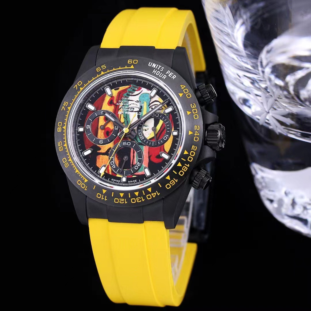 TW Automatic mechanical watch size 40x13.5 with 7750 movement sapphire glass mirror ceramic case ring disc fluororubber material strap, As shown
TW Automatic mechanical watch size 40x13.5 with 7750 movement sapphire glass mirror ceramic case ring disc fluororubber material strap, As shown