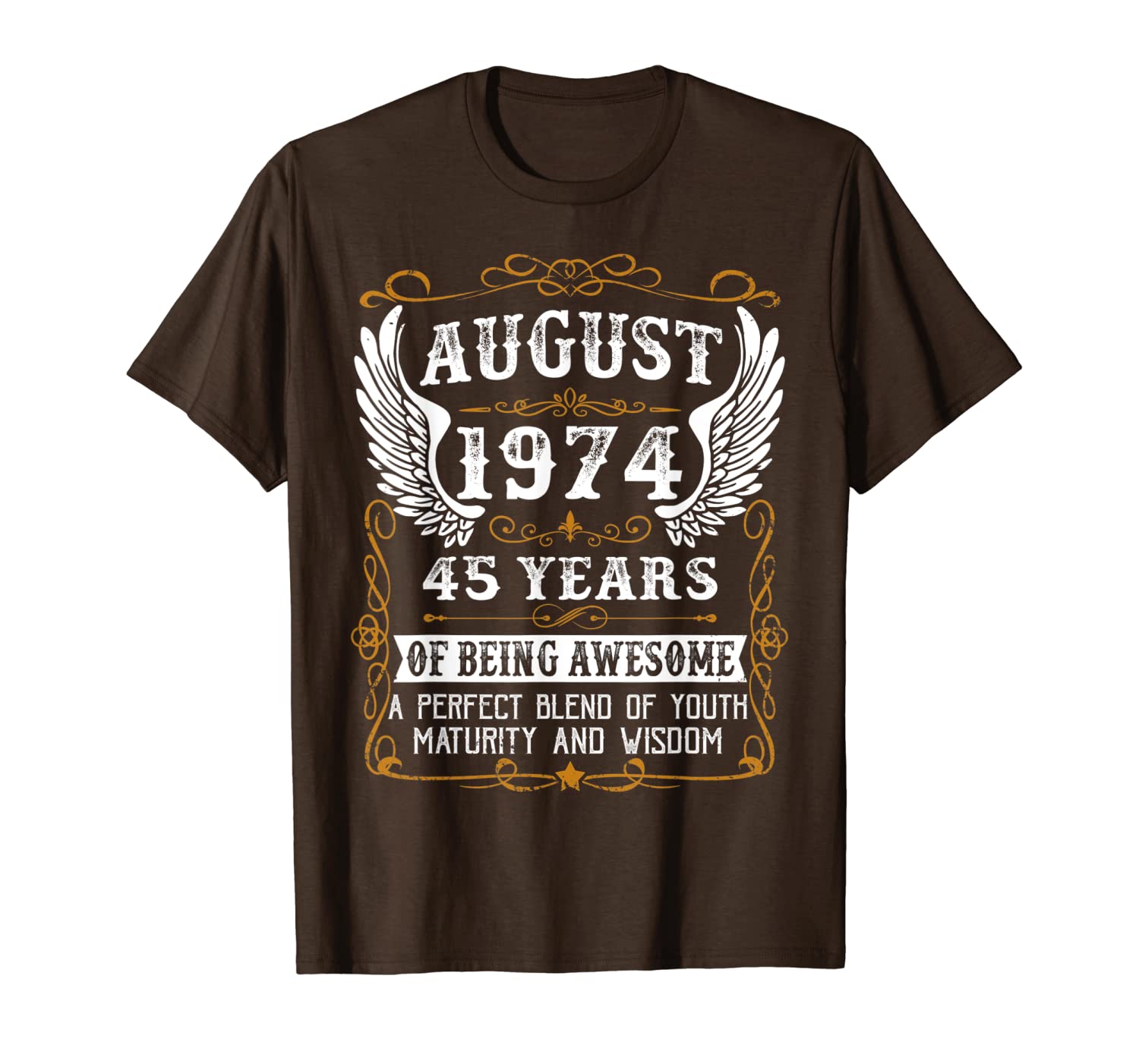 august 1974 45th bday 45 years old gift tee for men women t-shirt, White;black
august 1974 45th bday 45 years old gift tee for men women t-shirt, White;black