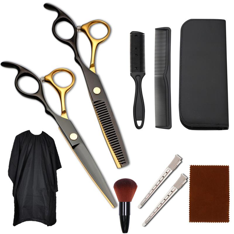 Hair Scissors 6 Inch Hairdressing Flat Cut Bangs Thinning Teeth Professional Barber Set