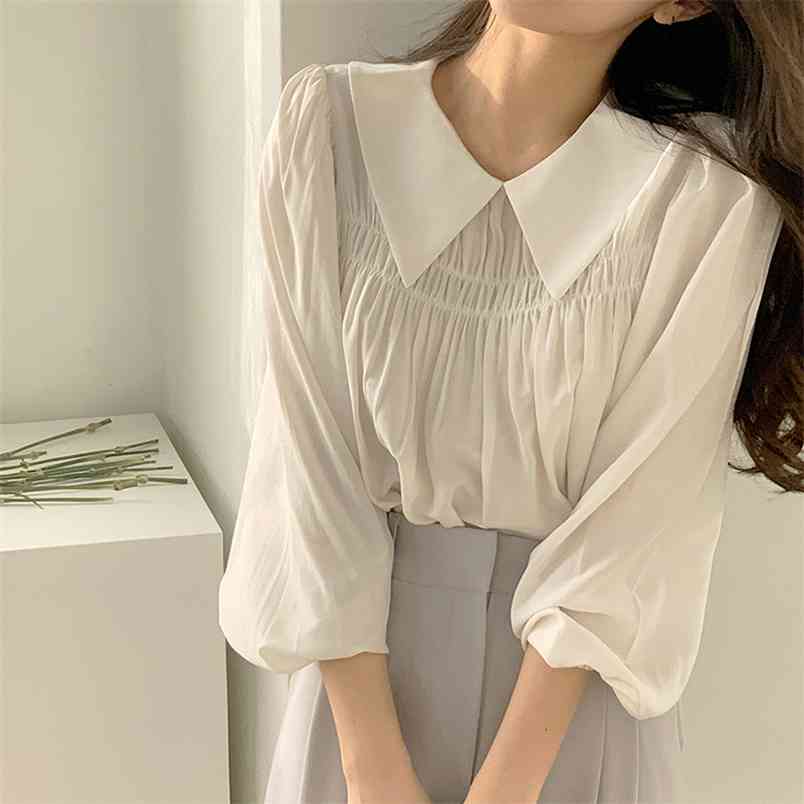 Spring Vintage Chiffon Shirt Female Korean Fashion Womens Puff Long Sleeve Pullover Blouses White Femme Blusas 210519, Photo color
Spring Vintage Chiffon Shirt Female Korean Fashion Womens Puff Long Sleeve Pullover Blouses White Femme Blusas 210519, Photo color