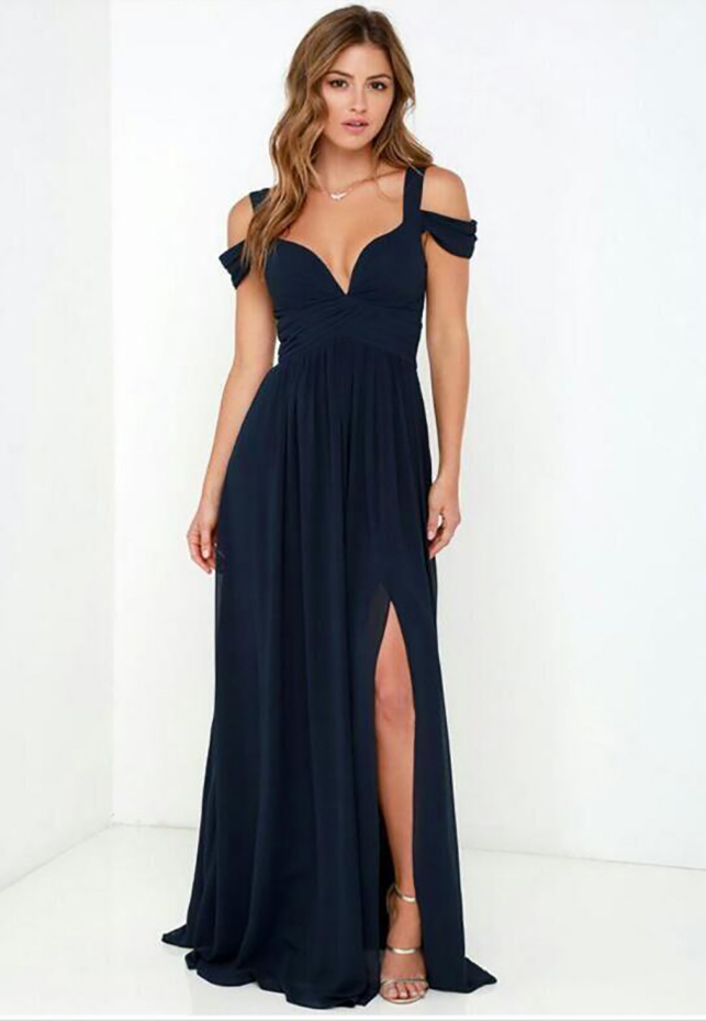Elegant Women's Bridesmaid Dresses A Line Off-Shoulder Chiffon Full Length Wedding Party Maid Honor of the dress