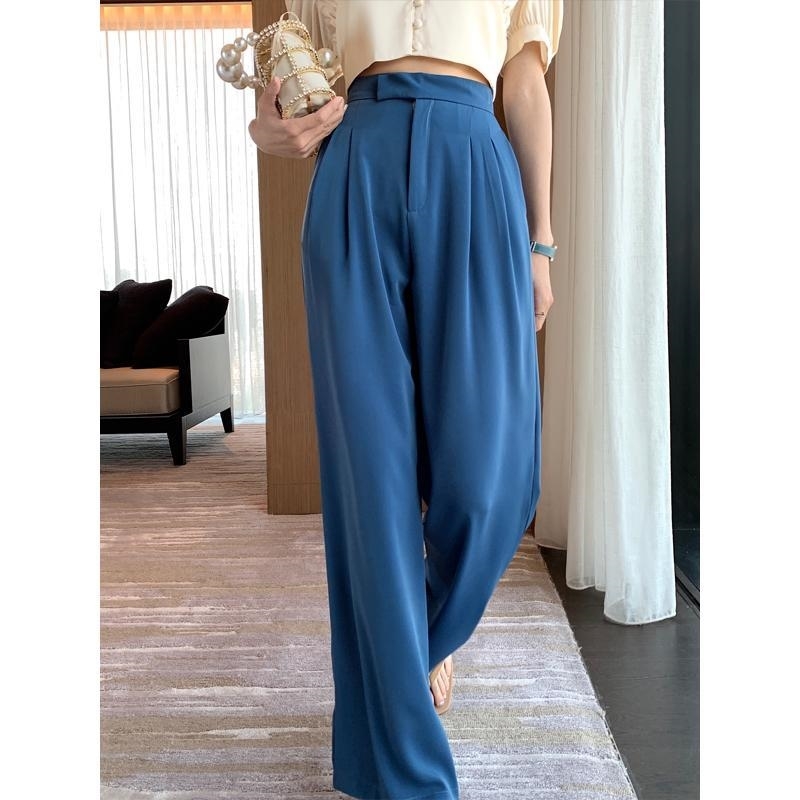 spring summer woman Long Pant Female High Waist Solid Straight Trousers Large Size Casual pants 210510
