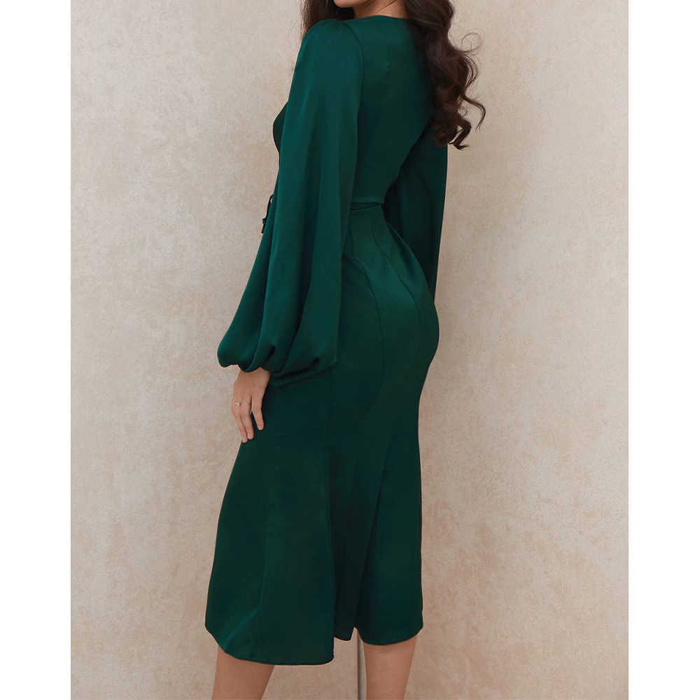 Summer Satin Dress Women Lantern Sleeve Elegant Casual Chic Lady Party Dress Woman Prom Dresses Robe Femme 210709
