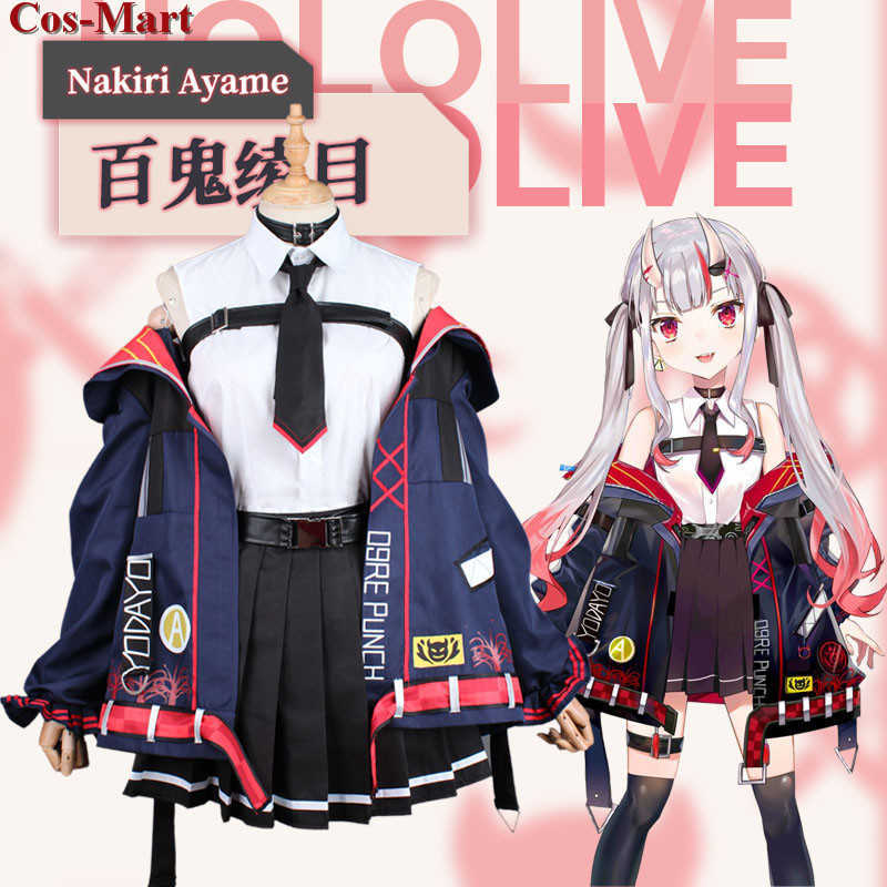 Anime VTuber Hololive Nakiri Ayame Cosplay Costume Fashion Cute Uniforms Female Activity Party Role Play Clothing XS-XL New Y0913