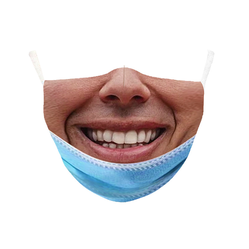 Halloween printed imitation 3D mask, real human body, three-dimensional, washable, dust-proof and breathable