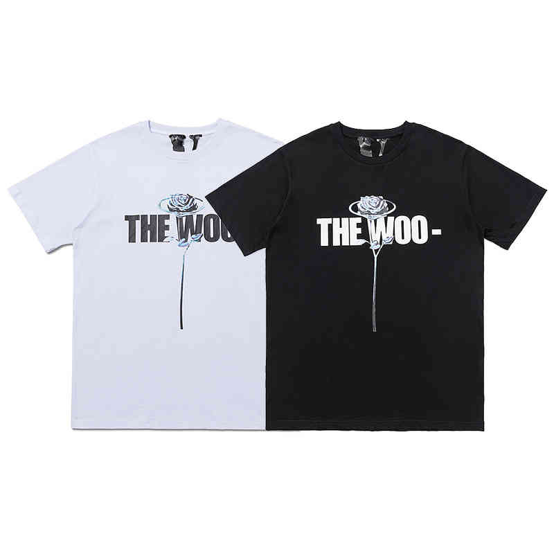 Pop smoke x Vlones co branded the woo rose print back large V short sleeve T-shirt summer trend, White
Pop smoke x Vlones co branded the woo rose print back large V short sleeve T-shirt summer trend, White