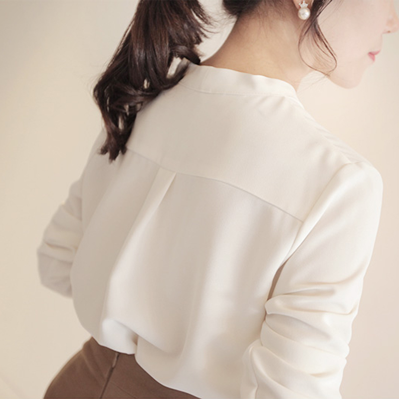 Solid White Chiffon Office Blouse Women Shirt Long Sleeve Blusas Mujer De Moda Casual Elegant Tops Streetwear 7687 50 210506