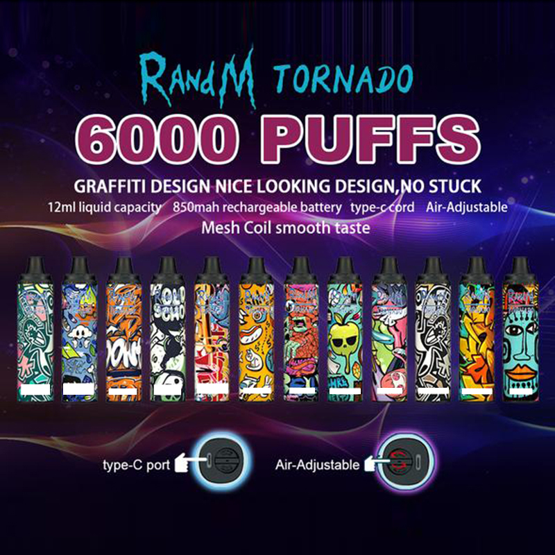 Authentic RandM Tornado Disposable Vape Pen E Cigarette Device With Airflow Control Rechargeable 1000mAh Battery 12ml Pod 6000 Puffs Vapes Kit
Authentic RandM Tornado Disposable Vape Pen E Cigarette Device With Airflow Control Rechargeable 1000mAh Battery 12ml Pod 6000 Puffs Vapes Kit
