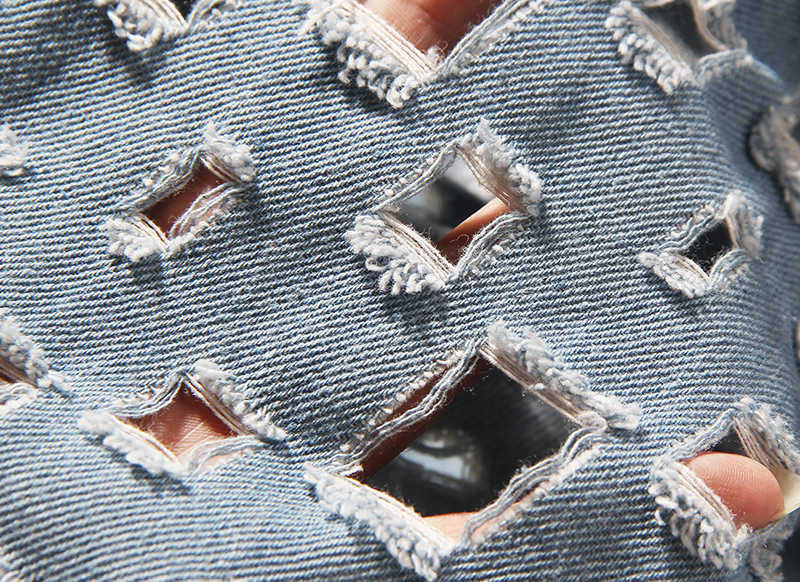 [EAM] Wide Leg Blue Denim Hollow Out Long Jeans High Waist Loose Women Trousers Fashion Spring Autumn 1K434 210922