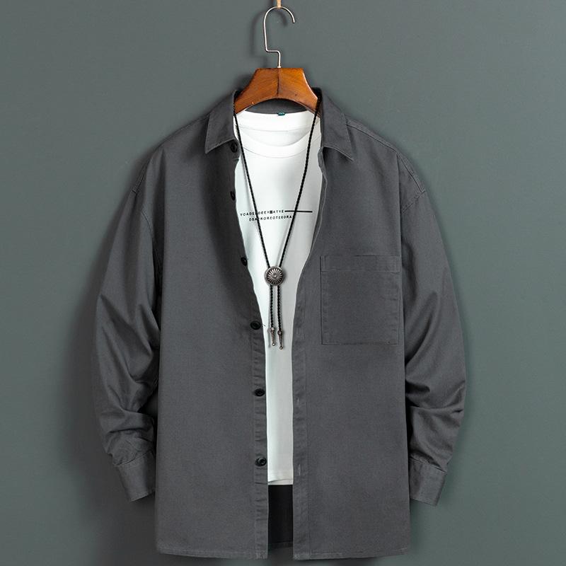 100% Cotton Jeans Shirt For Men's Long-Sleeved Loose Casual Solid Denim Shirts Male Classical Single Chest Pockets Clothing