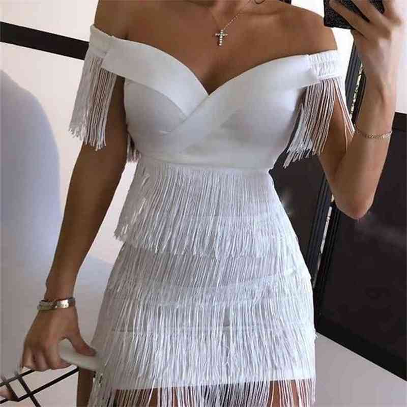OMSJ Sexy Dress Women Sleeveless Solid Color Off Shoulder Tassel Design Backless Hollow Out Evening Party Night Club 210517, White
OMSJ Sexy Dress Women Sleeveless Solid Color Off Shoulder Tassel Design Backless Hollow Out Evening Party Night Club 210517, White