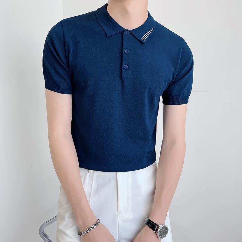 Men's Polos 2021 Summer Ice Silk Casual Solid Color Short-sleeved Shirt Lapel Knitted T-shirt Men Clothing, Navy
Men's Polos 2021 Summer Ice Silk Casual Solid Color Short-sleeved Shirt Lapel Knitted T-shirt Men Clothing, Navy