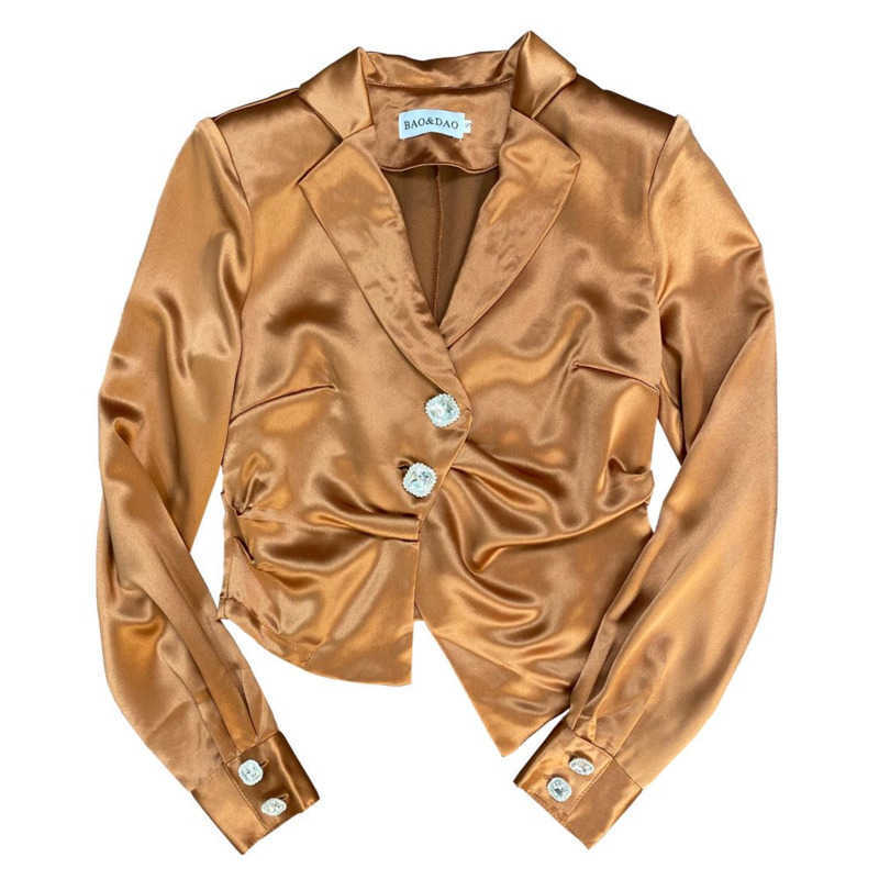 DEAT summer fashion women clothes V-neck full sleeves single breasted asymmetrical high waist blazer WS29604L 210709