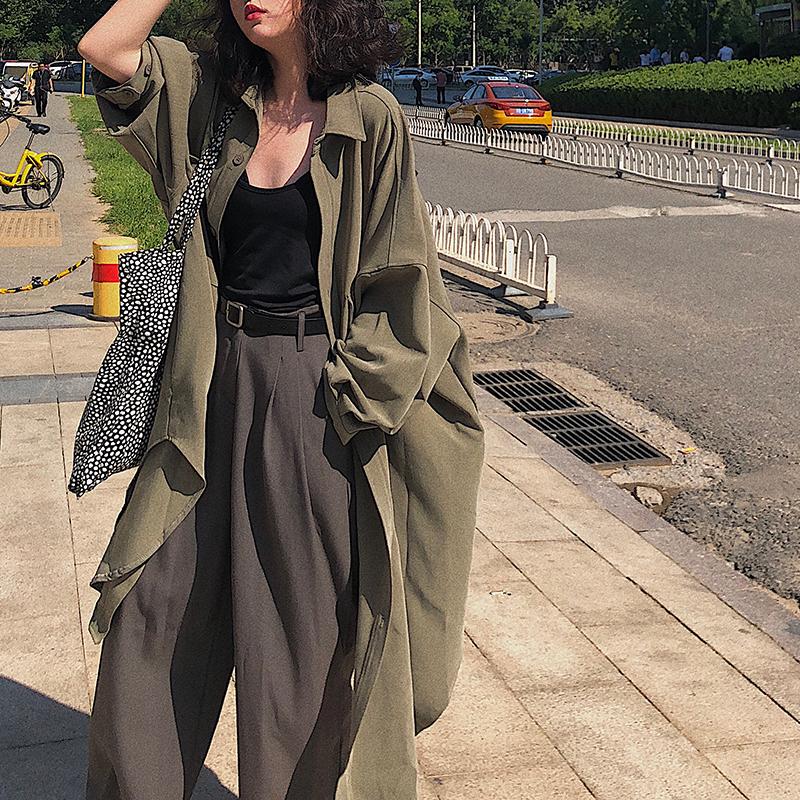 Women's Trench Coats Spring Autumn Casual Batwing Sleeve Windbreaker Solid Color Single-breasted Long Shirt Women Oversized Style Loose Coat, Picture color
Women's Trench Coats Spring Autumn Casual Batwing Sleeve Windbreaker Solid Color Single-breasted Long Shirt Women Oversized Style Loose Coat, Picture color