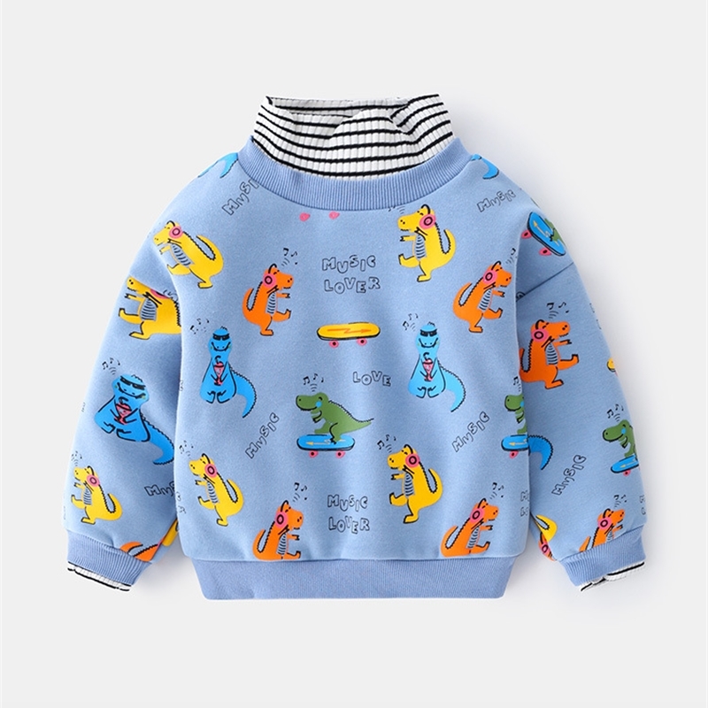 Children's Polar Fleece Sweater Autumn Winter Korean Kids Cartoon Warm Pullover Clothes Boy Long-sleeved Bottoming Shirt 210515