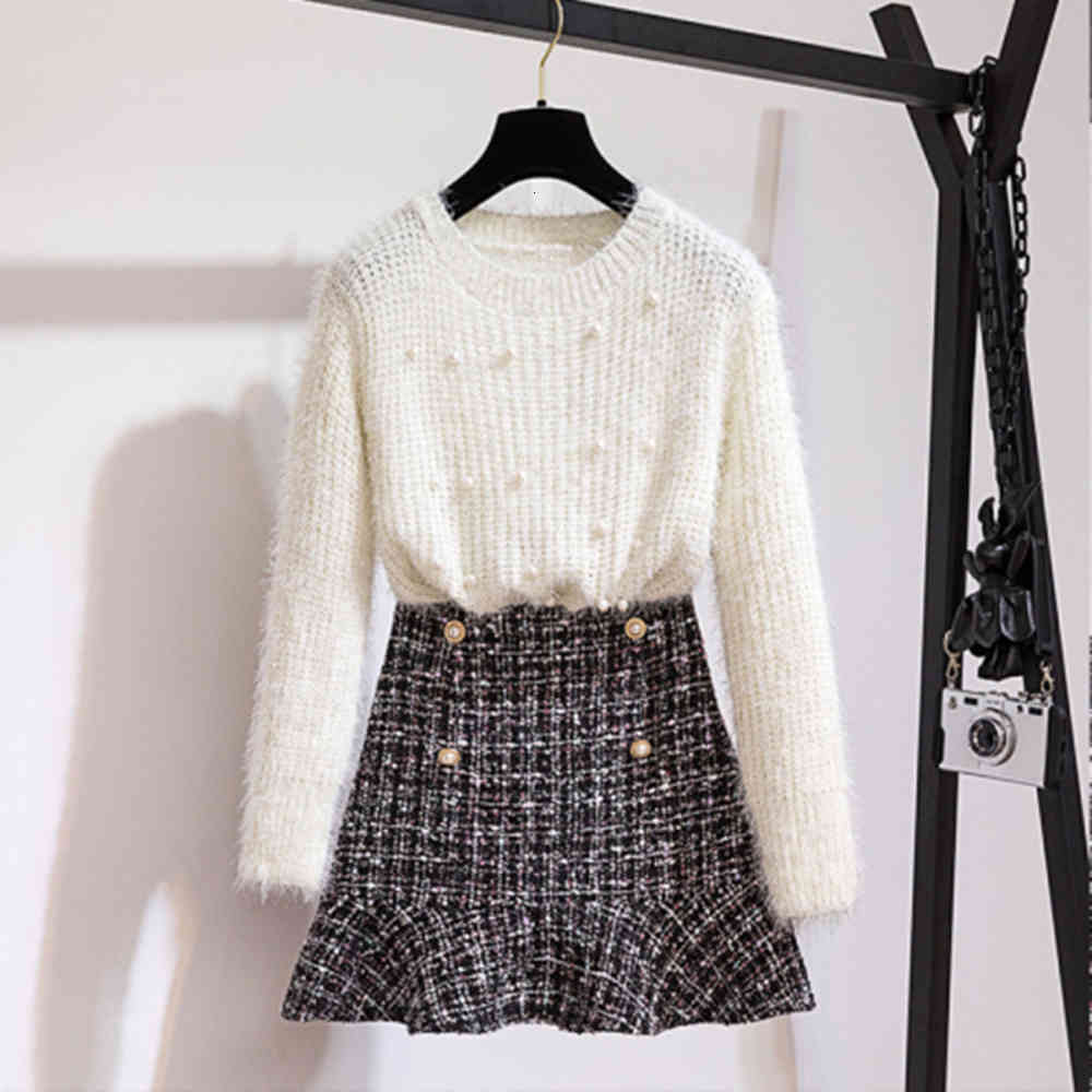 Autumn Winter Women Pink Sweet Long Sleeve Beading Prom Wedding Dress pullover Knitting Sweater Top + tweed Mermaid Midi Skirt 2 Piece Sets, White
Autumn Winter Women Pink Sweet Long Sleeve Beading Prom Wedding Dress pullover Knitting Sweater Top + tweed Mermaid Midi Skirt 2 Piece Sets, White