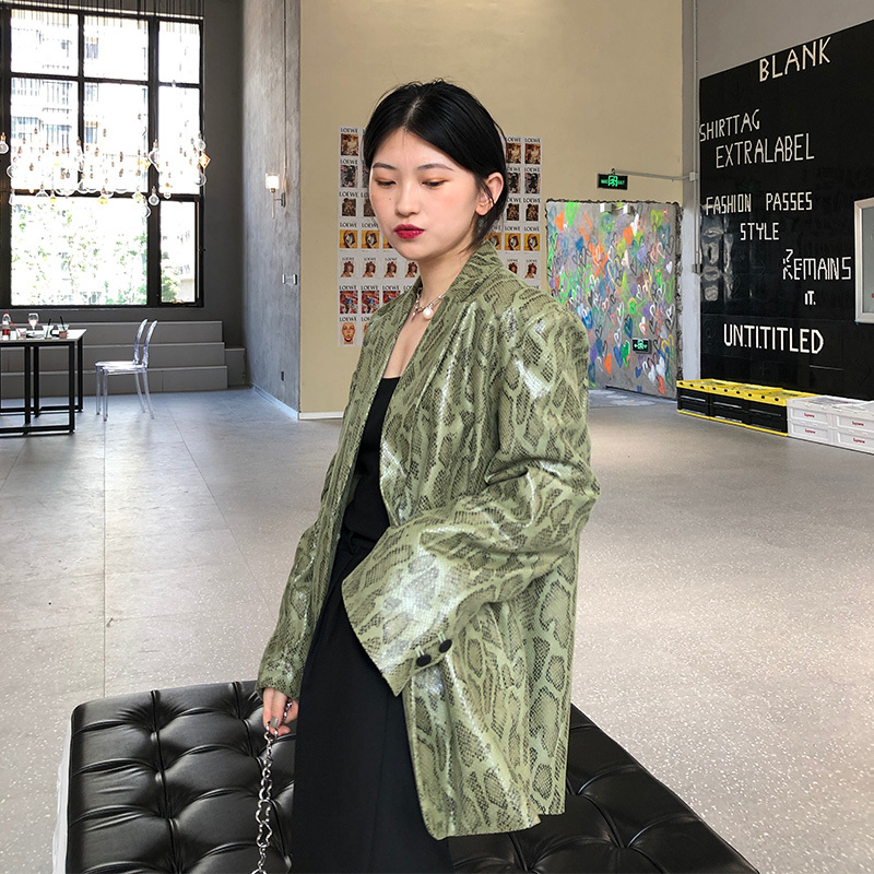 Fashion Spring Women Blazers And Jackets Work Office Lady Suit Slim Business Snake Pattern Coat Female ZA5822 210427