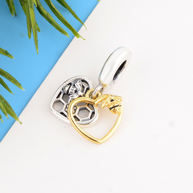 Fit Original Charm Bracelet Authentic 925 Silver Honey Bee Animal Heart Pendant Bead For Making Women Berloque DIY