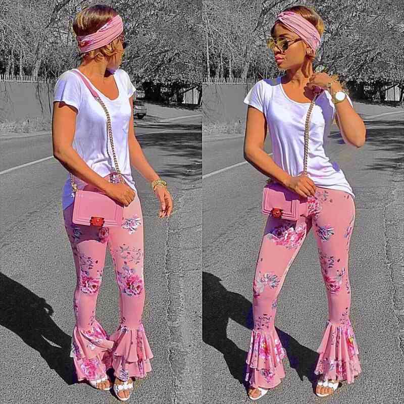 Fashion Summer Pink Flare Pants Floral Ruffled Draped Printing Pants Ladies Arrival Wide Leg Skinny Trousers, Black;white
Fashion Summer Pink Flare Pants Floral Ruffled Draped Printing Pants Ladies Arrival Wide Leg Skinny Trousers, Black;white