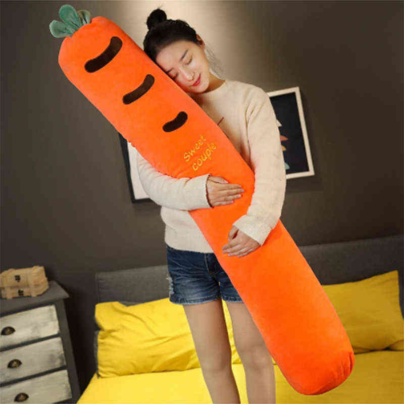Cartoon Animals Plush Long Pillow Plants Long Cushion Carrot Unicorn Tiger Husky Cow Stuffed Toys Bedroom Sleeping Pillow Gifts 211111