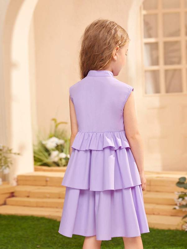 Toddler Girls 1pc Layered Ruffle Hem Dress SHE
