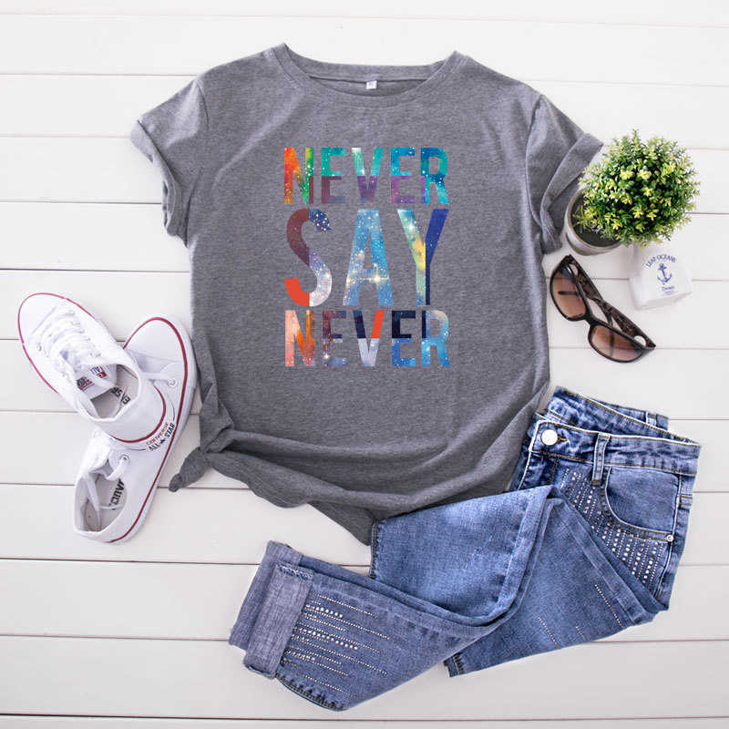 Plus Size S-5XL Fashion 100% Cotton Women T-Shirt Casual Loose Short Sleeve Colorful Letter Summer Ladies Tees Top W872 210526