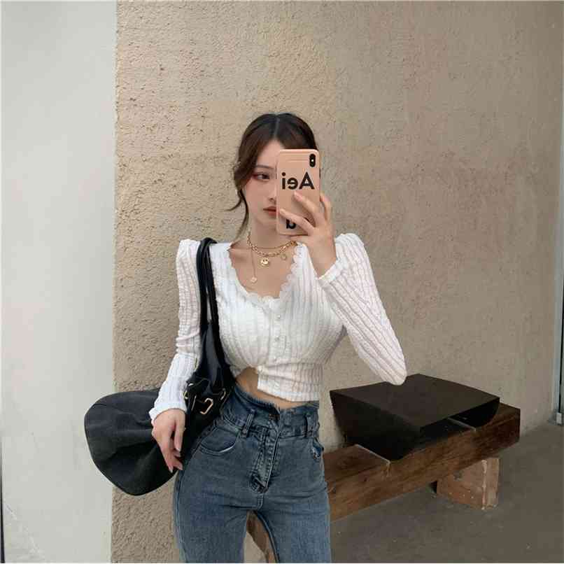 Fashion Hollow Sexy Lace V-neck Long Sleeve Top Design Sense Bottom Wearing Shirt Spring 210520, White
Fashion Hollow Sexy Lace V-neck Long Sleeve Top Design Sense Bottom Wearing Shirt Spring 210520, White