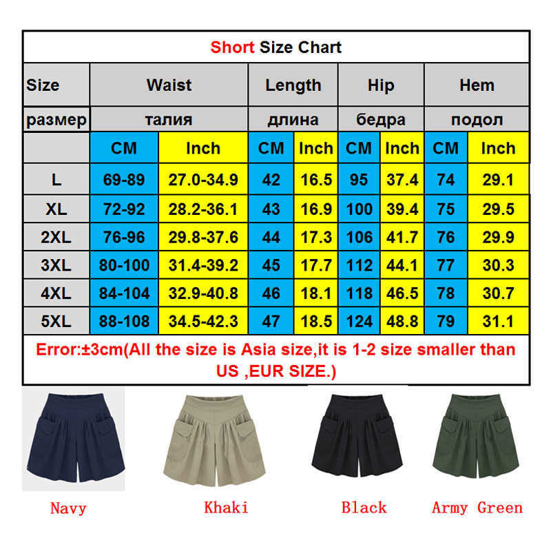 Summer European Style Plus Size 5XL Ladies Short Loose Casual Wide-Leg Short Street Elastic Waist Flare Women Clothing KE09 210625