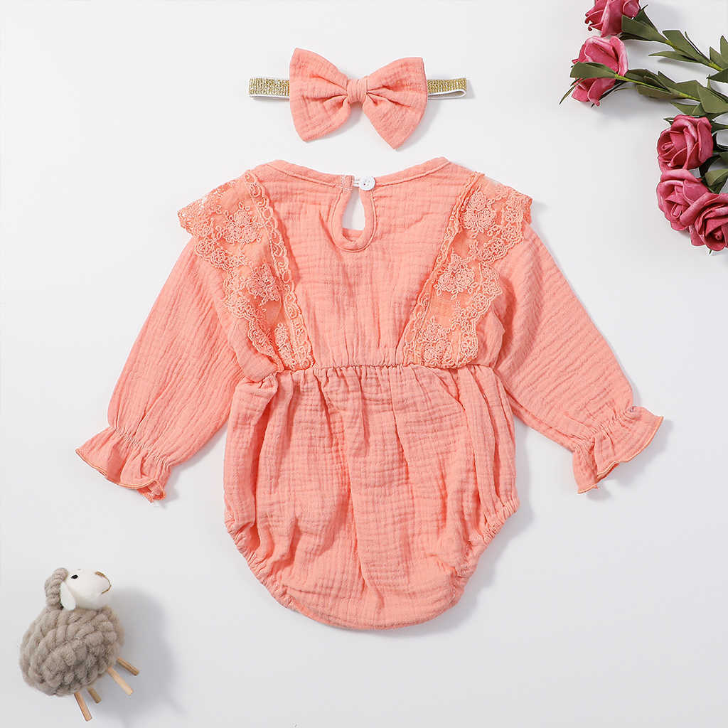Baby Girl Sweet Ruffled Bowknot Bodysuits 210528
