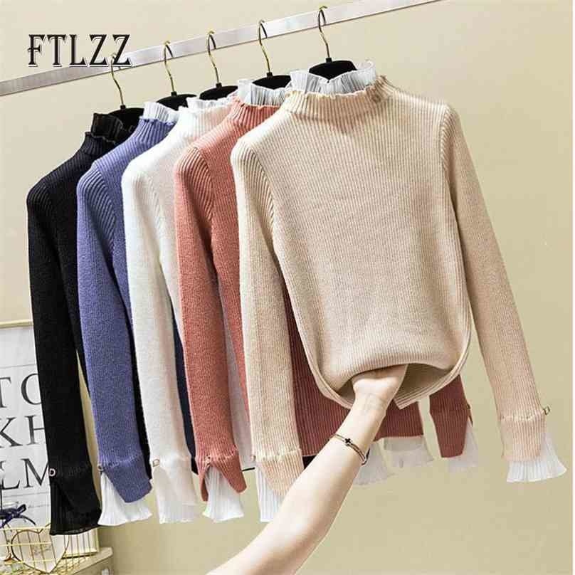 Woman Fashion Streetwear Solid Turtleneck Knitted Sweater Spring Autumn Women Slim Basic Warm Lace Knit Pullover Tops 210525
Woman Fashion Streetwear Solid Turtleneck Knitted Sweater Spring Autumn Women Slim Basic Warm Lace Knit Pullover Tops 210525