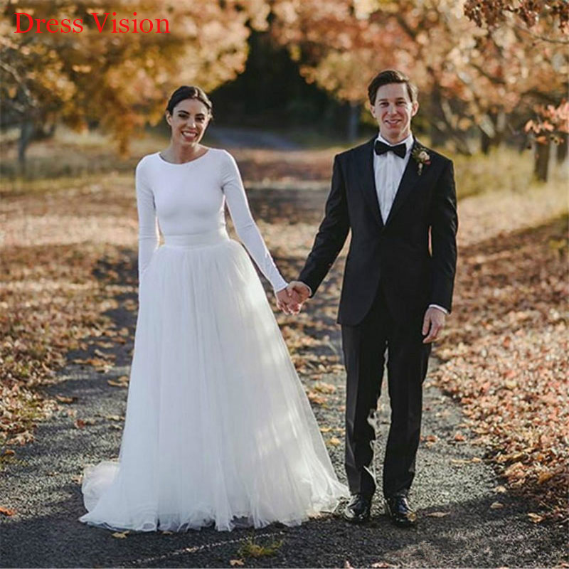 Simple Satin Long Sleeves Wedding Dress Vestidos De Novia Robe De Marie Vestido De Festa Casamento Sweep Train, White
Simple Satin Long Sleeves Wedding Dress Vestidos De Novia Robe De Marie Vestido De Festa Casamento Sweep Train, White