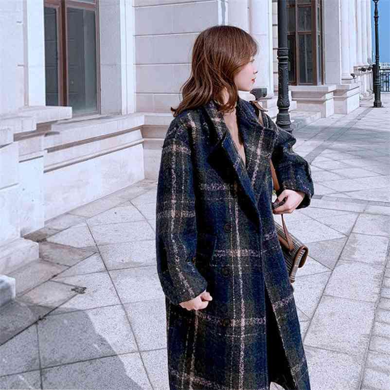 Winter women Single-breasted Blend Wool Coats lady Vintage Plaid Blends Woolen Casual Loose Long Temperament Lapel 210517, Red
Winter women Single-breasted Blend Wool Coats lady Vintage Plaid Blends Woolen Casual Loose Long Temperament Lapel 210517, Red