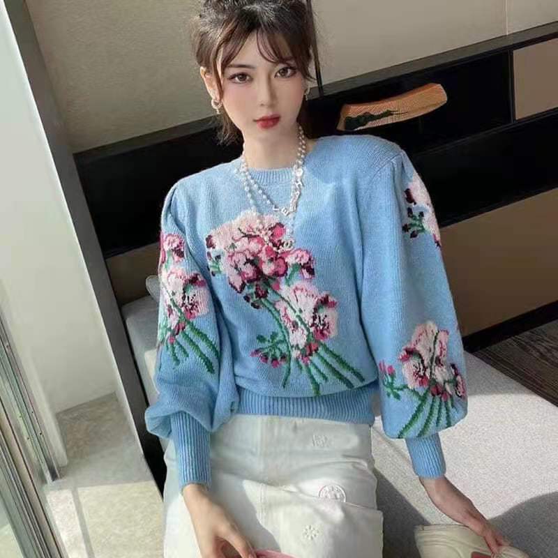 Women' sweater tops designer new autumn and winter sweater high-end fashion letter jacquard bubble sleeve top design clothing, Lavender
Women' sweater tops designer new autumn and winter sweater high-end fashion letter jacquard bubble sleeve top design clothing, Lavender