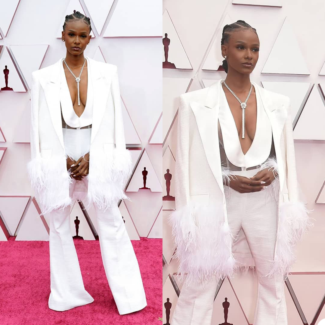 White Feather Women Suits Plus Size Celebrity Red Carpet Wide Pants Suit Ladies Prom Party Wedding (Jacket+Pants)