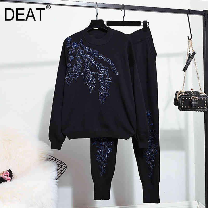 Women Knitted Beaded Personality Big Size Long Pants Arrivals Two Piece Set Fashion Spring Autumn 11D418 210525, Black
Women Knitted Beaded Personality Big Size Long Pants Arrivals Two Piece Set Fashion Spring Autumn 11D418 210525, Black