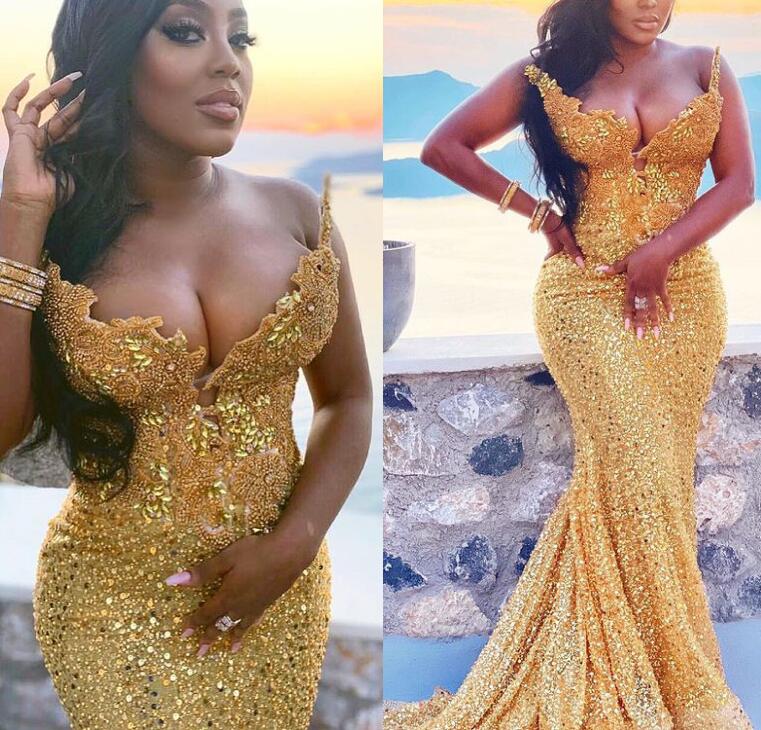 2021 Plus Size Arabic Aso Ebi Gold Mermaid Luxurious Prom Dresses Beaded Crystals Sexy Evening Formal Party Second Reception Gowns Dress ZJ326, Same as picture
2021 Plus Size Arabic Aso Ebi Gold Mermaid Luxurious Prom Dresses Beaded Crystals Sexy Evening Formal Party Second Reception Gowns Dress ZJ326, Same as picture