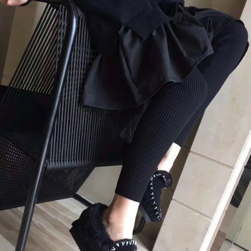 Autumn cotton leggings for women high waist Women's thread vertical sweatpants pants push up leggins mujer 210428