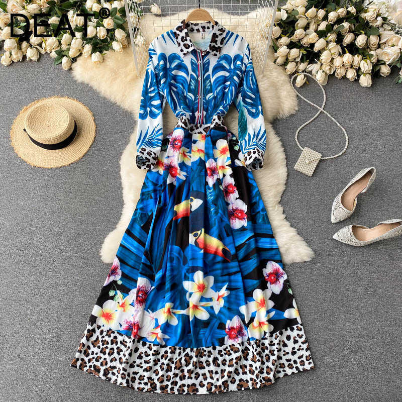 DEAT Women Vintage Printing Dress Lapel Long Sleeve Arrivals Ladytemperament Fashion Spring Autumn 11D 210709, Blue
DEAT Women Vintage Printing Dress Lapel Long Sleeve Arrivals Ladytemperament Fashion Spring Autumn 11D 210709, Blue